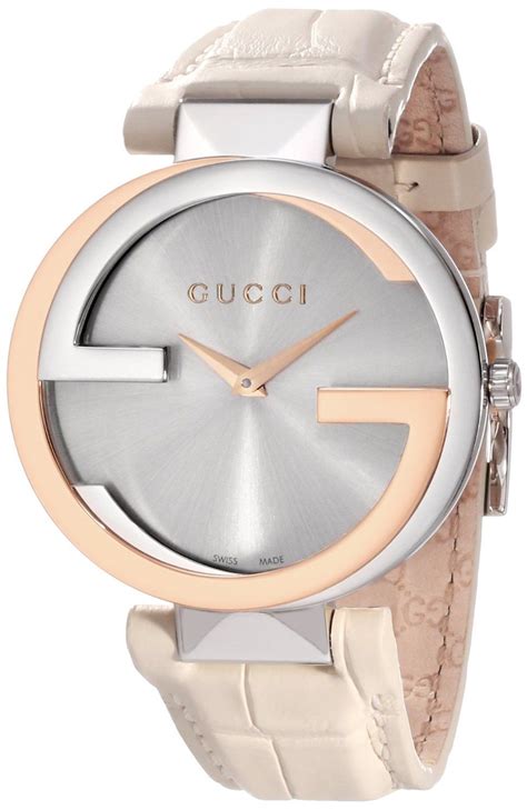 white gucci watch women& 39|gucci watch with leather band.